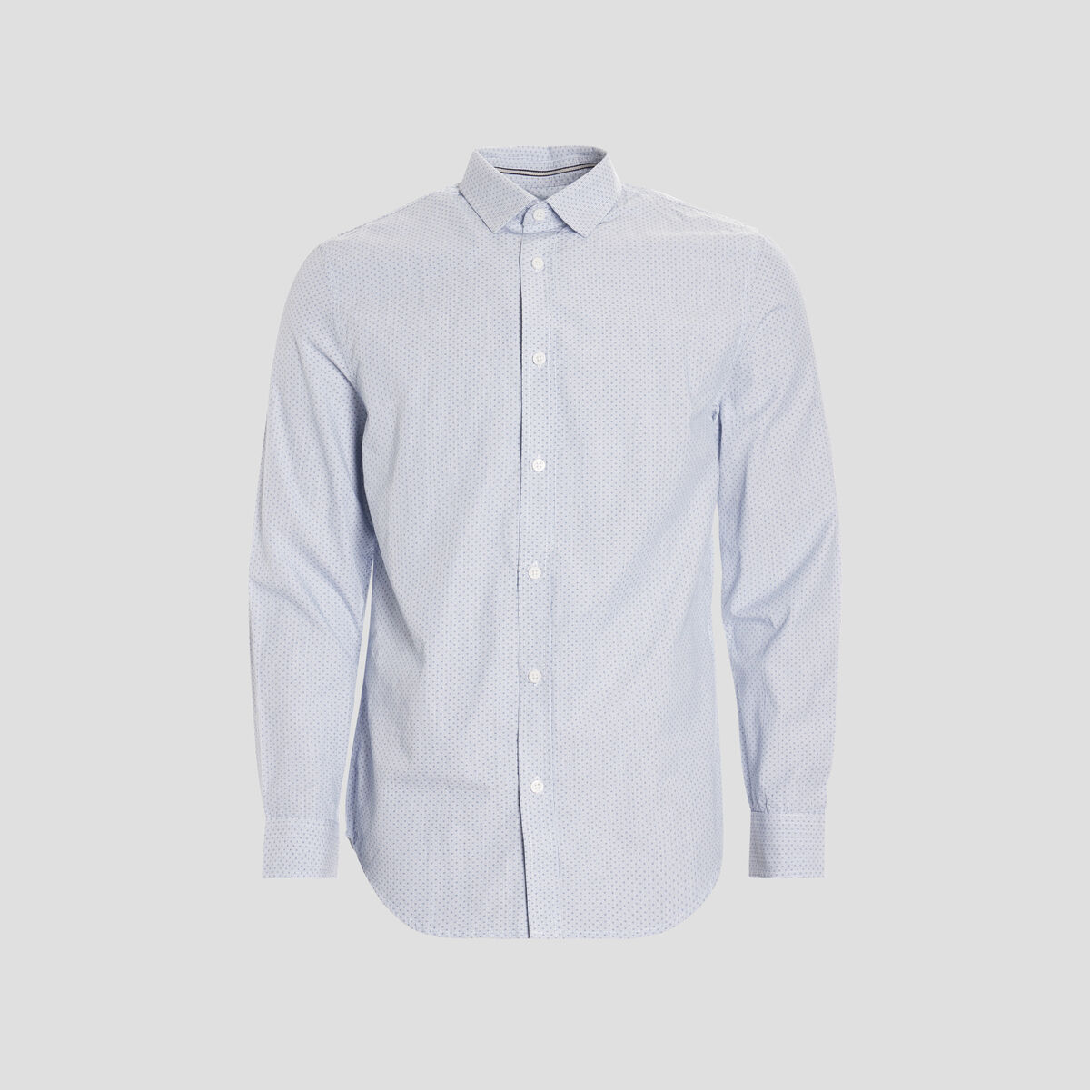Chemise droite imprimée manches longues blanc homme