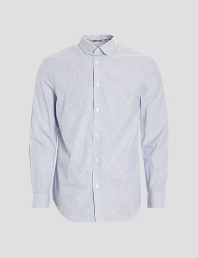 Chemise droite imprimée manches longues blanc homme