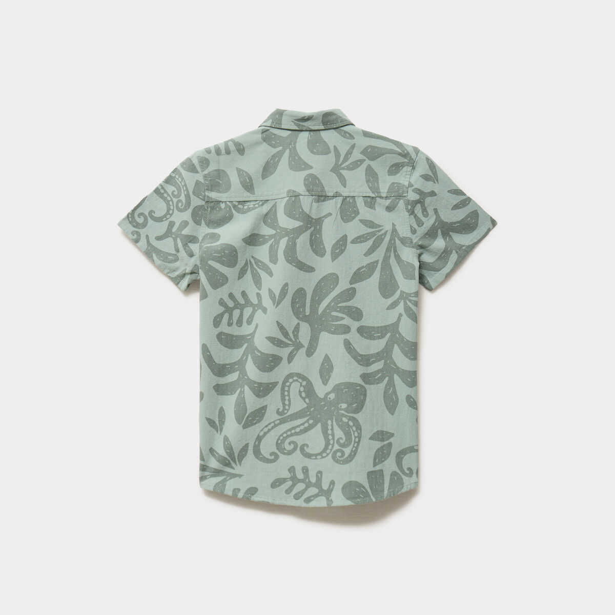 Chemise droite manches courtes coton vert kaki gar&ccedil;on
