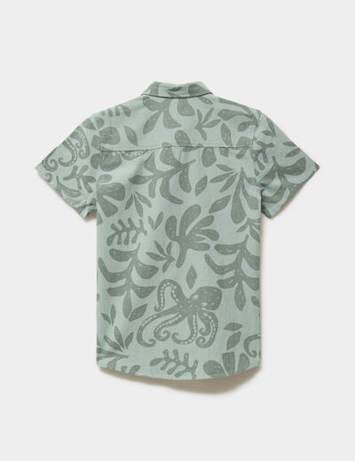 Chemise droite manches courtes coton vert kaki gar&ccedil;on