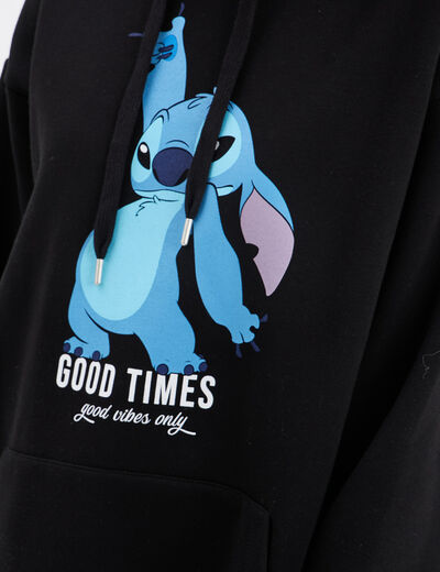 Sweat hoodie oversize à capuche Stitch noir femme
