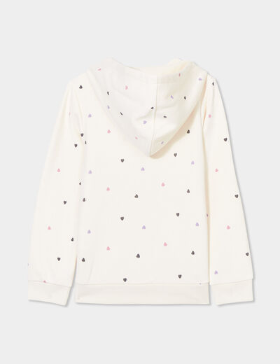 Sweat zippé à capuche beige fille