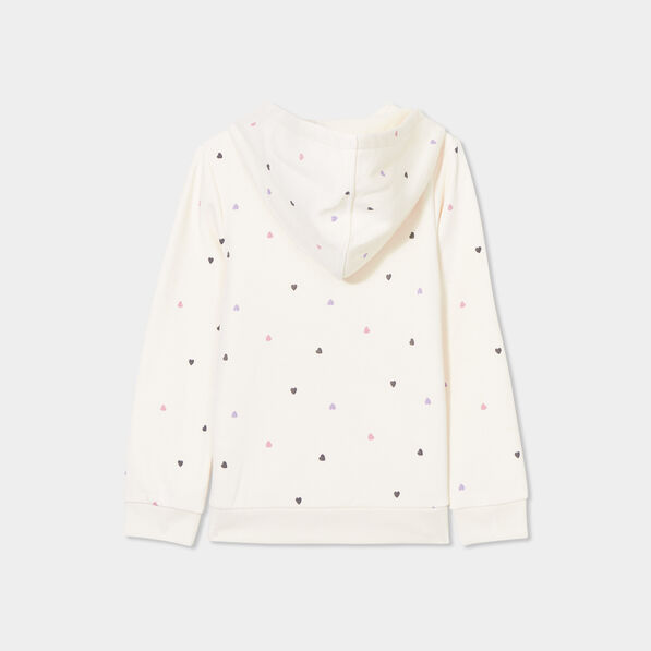 Sweat zippé à capuche beige fille