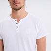 T-shirt col tunisien manches courtes blanc homme