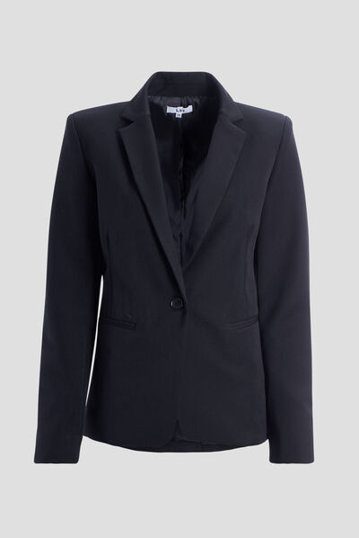 Veste droite boutonnée noir femme