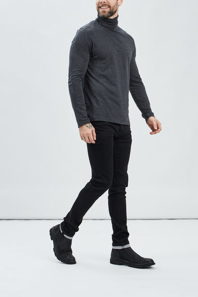 T-shirt col roulé manches longues gris foncé homme