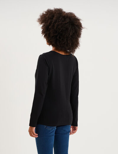 T-shirt allaitement manches longues noir femme maternit&eacute;