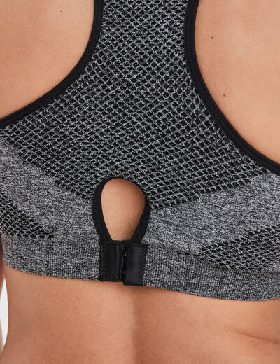 Brassière sport microfibre dos nageur gris femme
