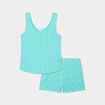 Ensemble pyjama short et débardeur coton vert turquoise femme