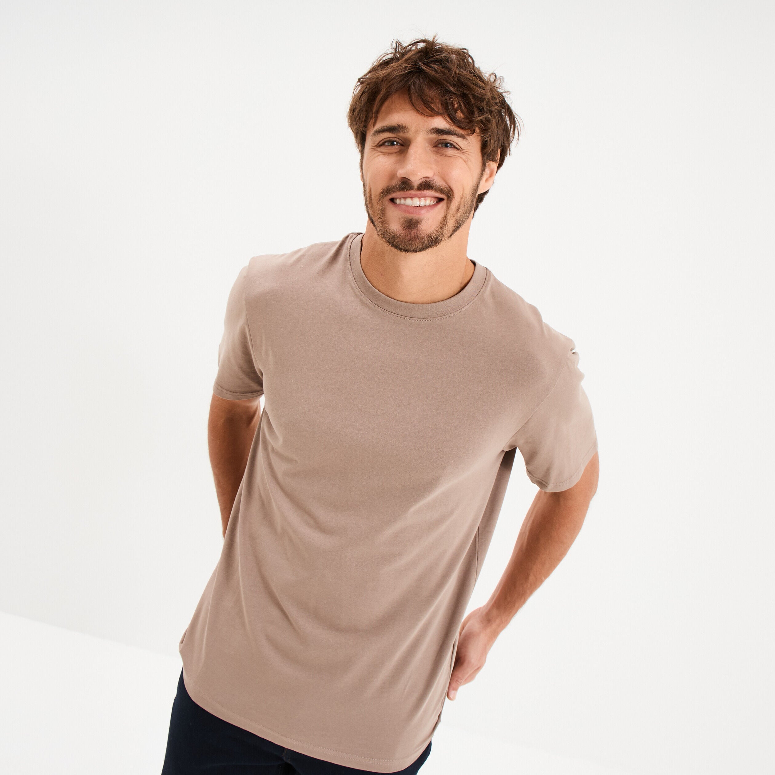 T-shirt slim stretch manches courtes gris homme LH