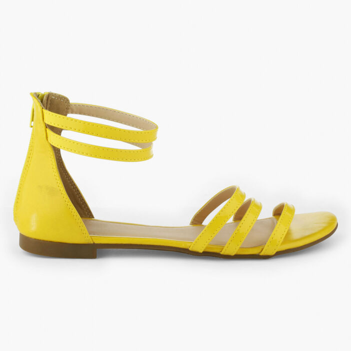 Sandales talon couvert zippé femme jaune