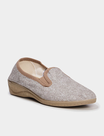 Chaussons compens&eacute;s sable femme