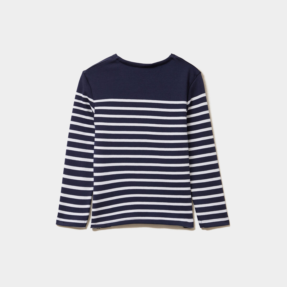 T-shirt marini&egrave;re coton manches longues bleu marine gar&ccedil;on