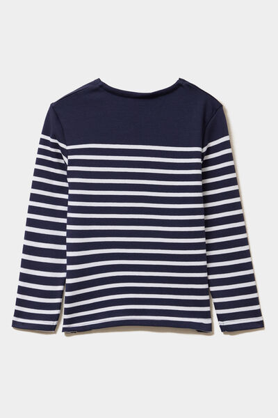T-shirt marini&egrave;re coton manches longues bleu marine gar&ccedil;on
