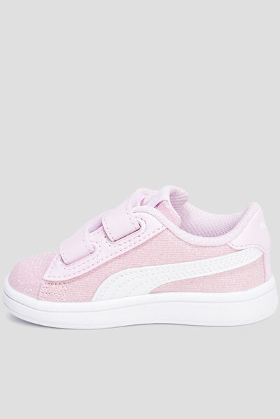 Tennis basses pailletées Puma Smash rose bébé fille