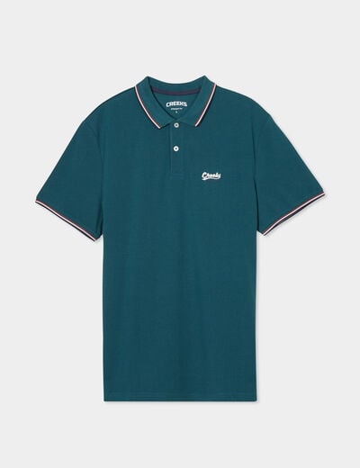 Polo avec broderie poitrine coton Creeks bleu canard homme