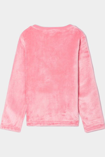 Ensemble pyjama pantalon pilou à pompons rose fille