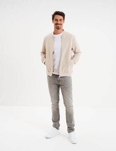 Gilet manches longues zippé gris clair homme