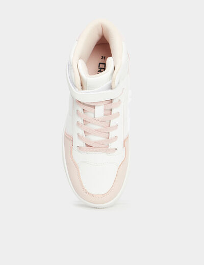 Baskets montantes à scratchs Iconic rose corail fille