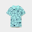 Polo manches courtes bleu turquoise gar&ccedil;on