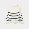 Pull marini&egrave;re boutons &eacute;paule blanc femme