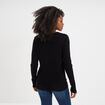 Pull col rond boutons aux poignets noir femme
