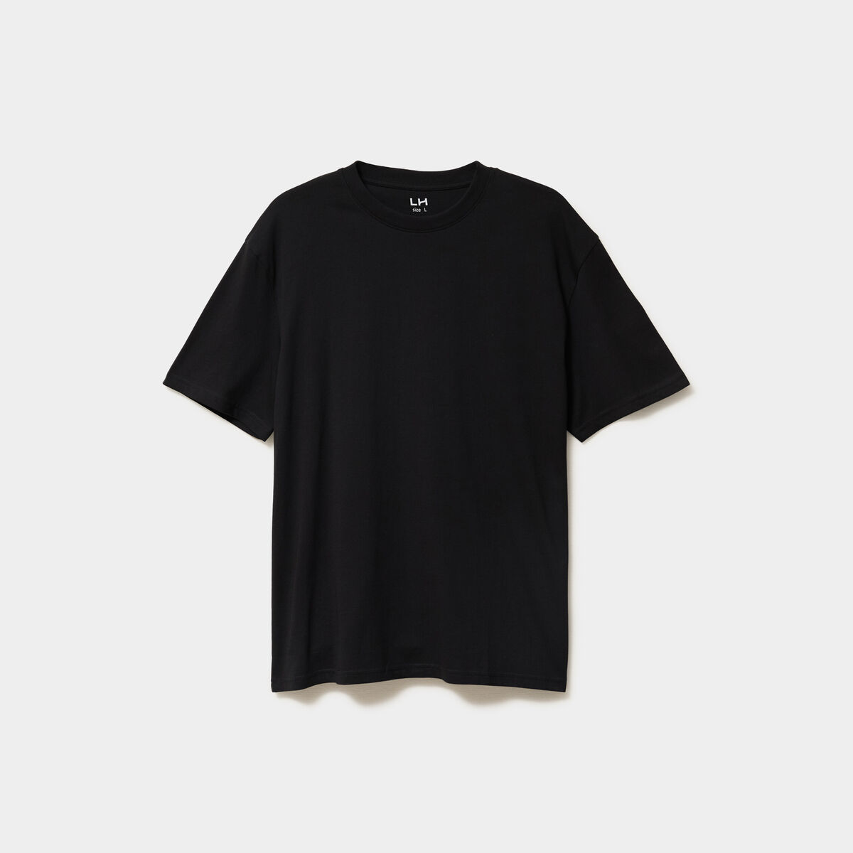 T-shirt col rond coupe relax coton &eacute;pais noir homme