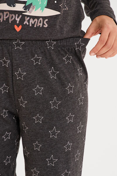 Ensemble pyjama No&euml;l 2 pi&egrave;ces gris fonc&eacute; femme