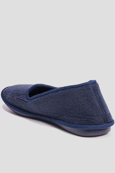 Chaussons façon charentaises bleu marine homme
