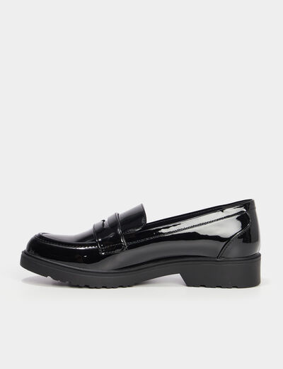 Mocassins vernis semelle crant&eacute;e Liberto noir femme
