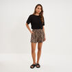 Pull manches courtes col rond noir femme