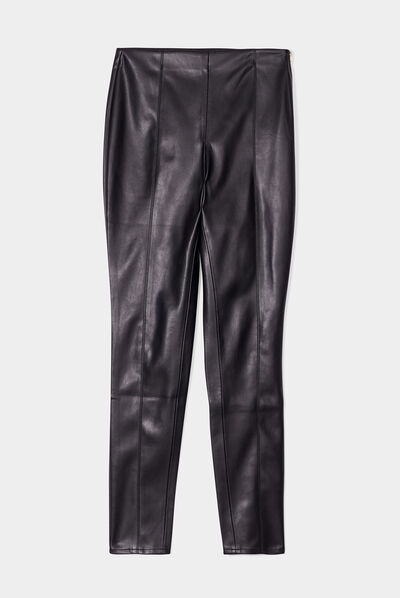 Pantalon jegging slim simili cuir noir femme