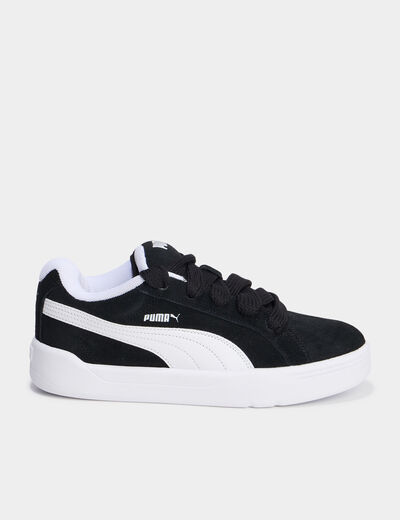 Tennis basses à lacets en cuir Puma noir garçon
