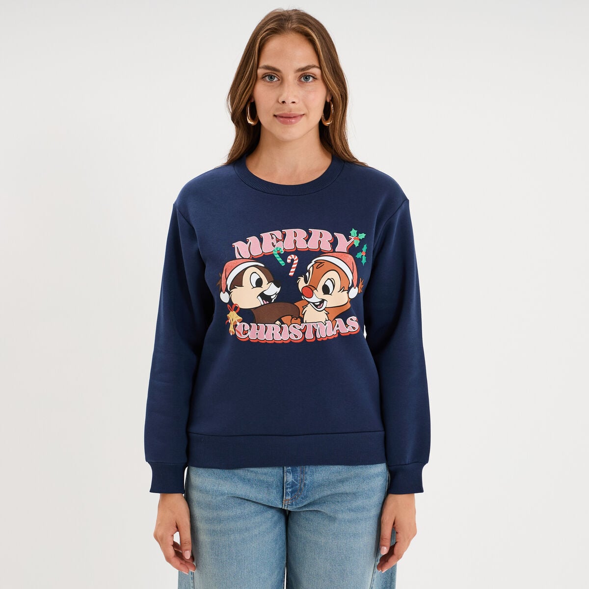 Sweat manches longues Tic et Tac bleu marine femme