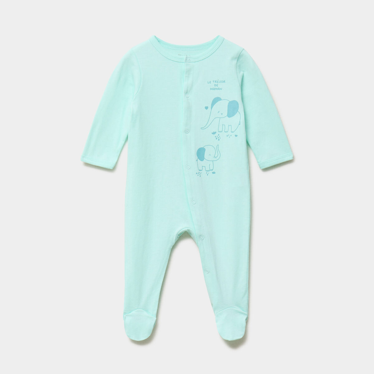 Dors-bien coton velours manches longues vert turquoise b&eacute;b&eacute;