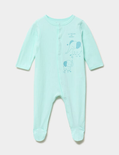 Dors-bien coton velours manches longues vert turquoise b&eacute;b&eacute;