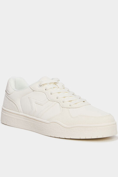 Baskets &agrave; lacets avec semelle &eacute;paisse blanc homme