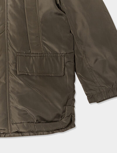 Parka à capuche fausse fourrure vert kaki garçon