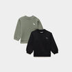 Lot 2 sweats manches longues vert kaki b&eacute;b&eacute; gar&ccedil;on