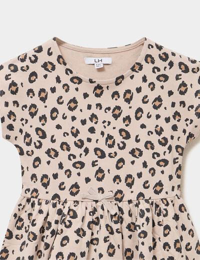 Robe courte droite sans manches cintr&eacute;e sable fille