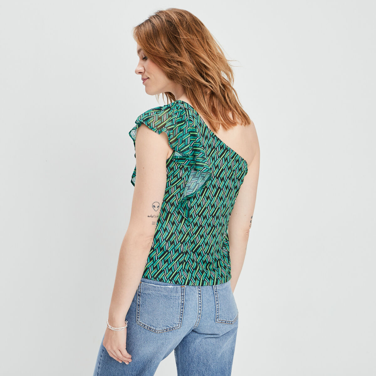 Blouse asymétrique vert femme