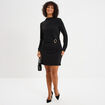 Robe avec boucle et fronces noir femme