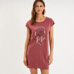Chemise de nuit courte col rond rose framboise femme