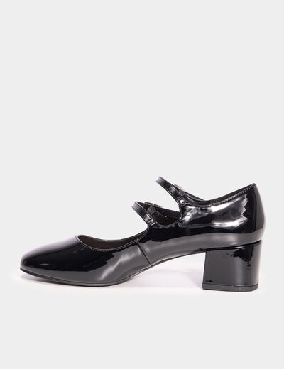 Babies vernies &agrave; talons carr&eacute;s noir femme