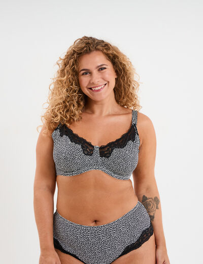 Soutien-gorge corbeille microfibre noir femme grande taille