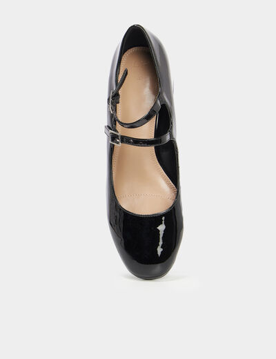 Babies vernies à talons carrés noir femme