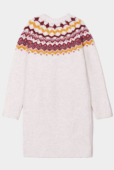 Robe pull courte droite Creeks beige fille