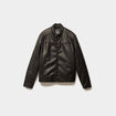 Blouson biker simili cuir marron homme