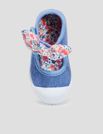 Babies renforc&eacute;es toile semelle souple bleu b&eacute;b&eacute; fille