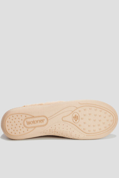 Chaussons charentaises fourrés Isotoner camel femme
